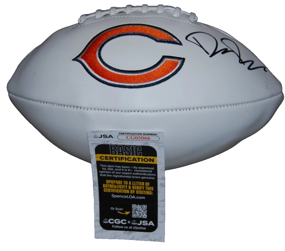DREW DALMAN signed (CHICAGO BEARS) full size white logo football JSA CG05066