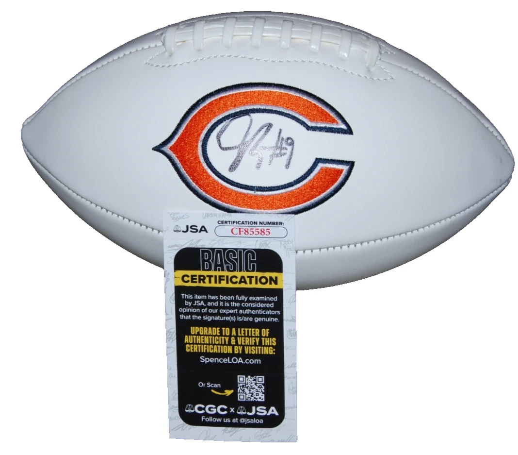 JAQUAN BRISKER signed (CHICAGO BEARS) full size white logo football JSA CF85585