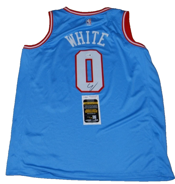 COBY WHITE signed (CHICAGO BULLS) blue replica NBA Basketball jersey JSA83230