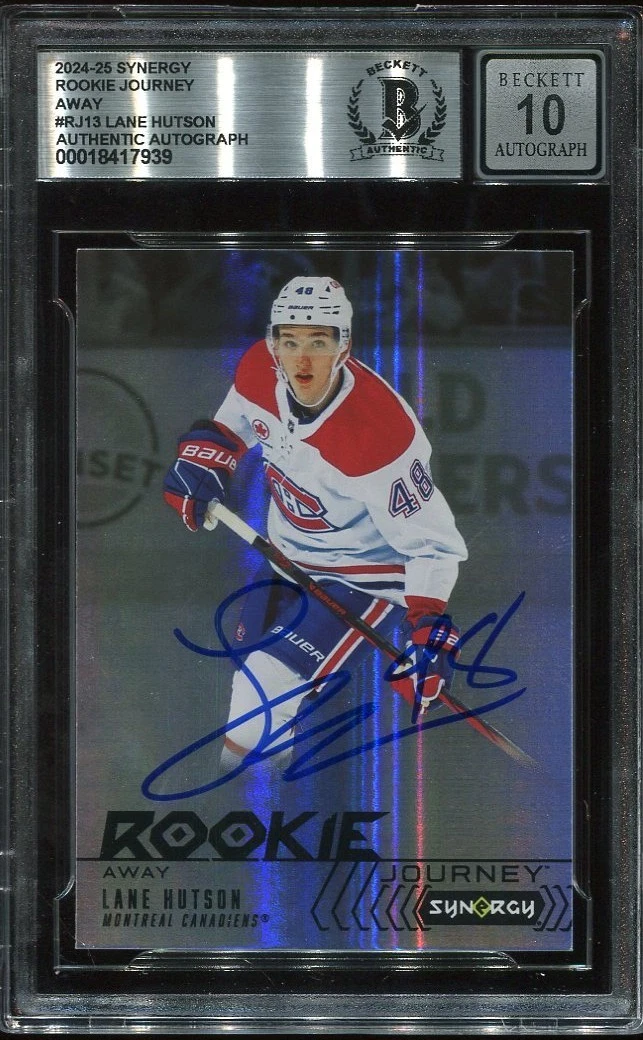LANE HUTSON signed auto 2024-25 UD SYNERGY AWAY ROOKIE CARD RC BECKETT 10 BAS