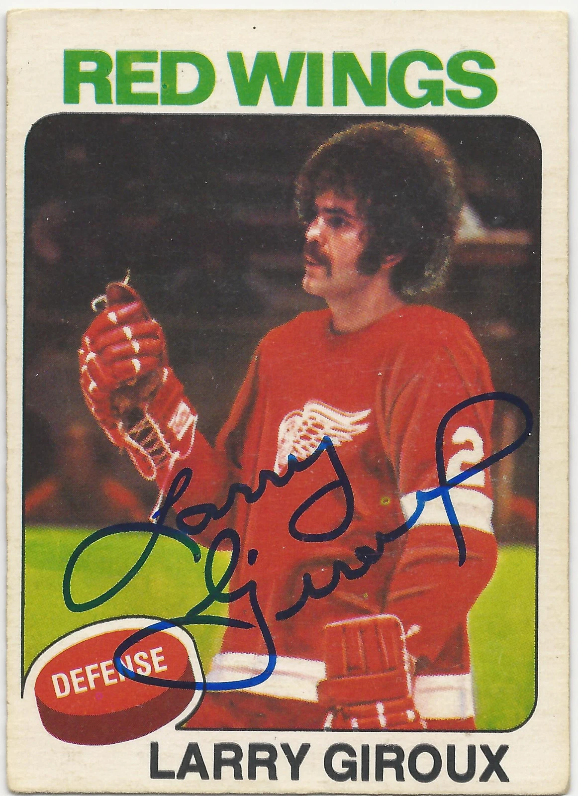 Larry Giroux Signed 1975-76 O-Pee-Chee OPC Card #273 Detroit Red Wings