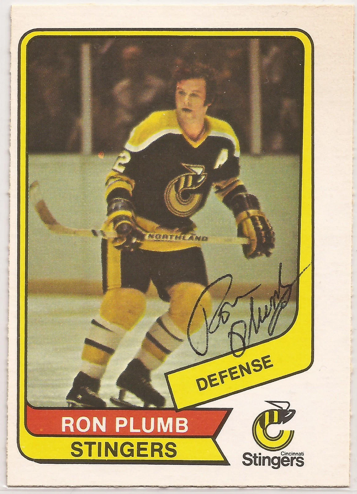 Ron Plumb Signed 1976-77 O-Pee-Chee OPC WHA Card #94 Cincinnati Stingers