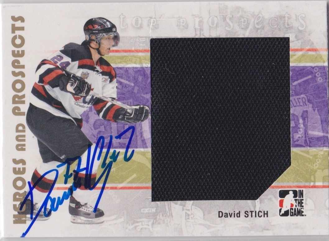 David Stich Signed 2007-08 Heroes & Prospects Jersey Card 134 Top Prospects Game