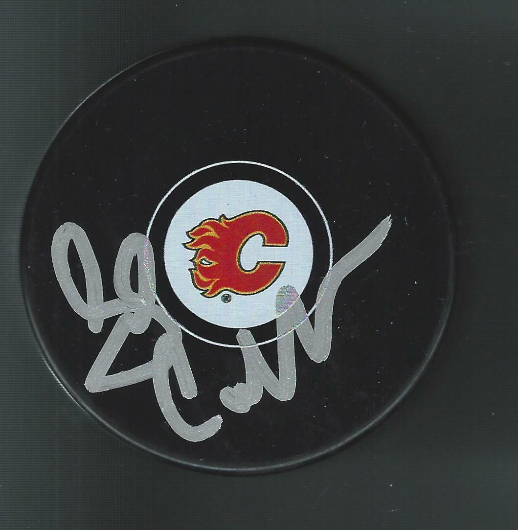 Gino Cavallini Signed Calgary Flames Puck