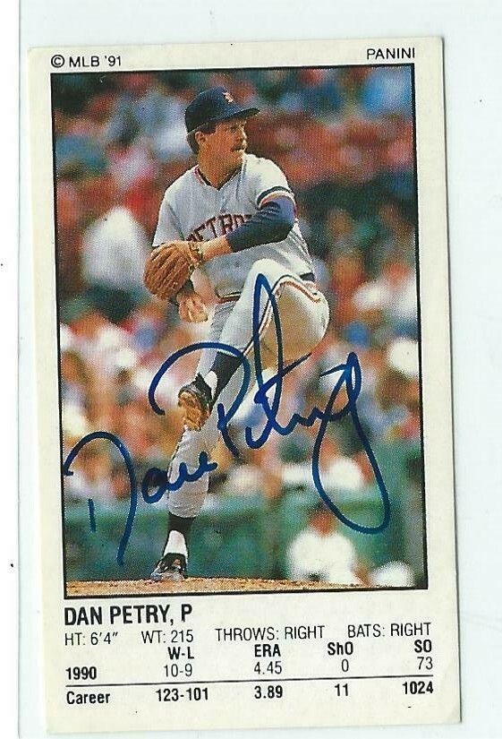 Dan Petry Signed 1991 Panini Sticker Card #240 Detroit Tigers