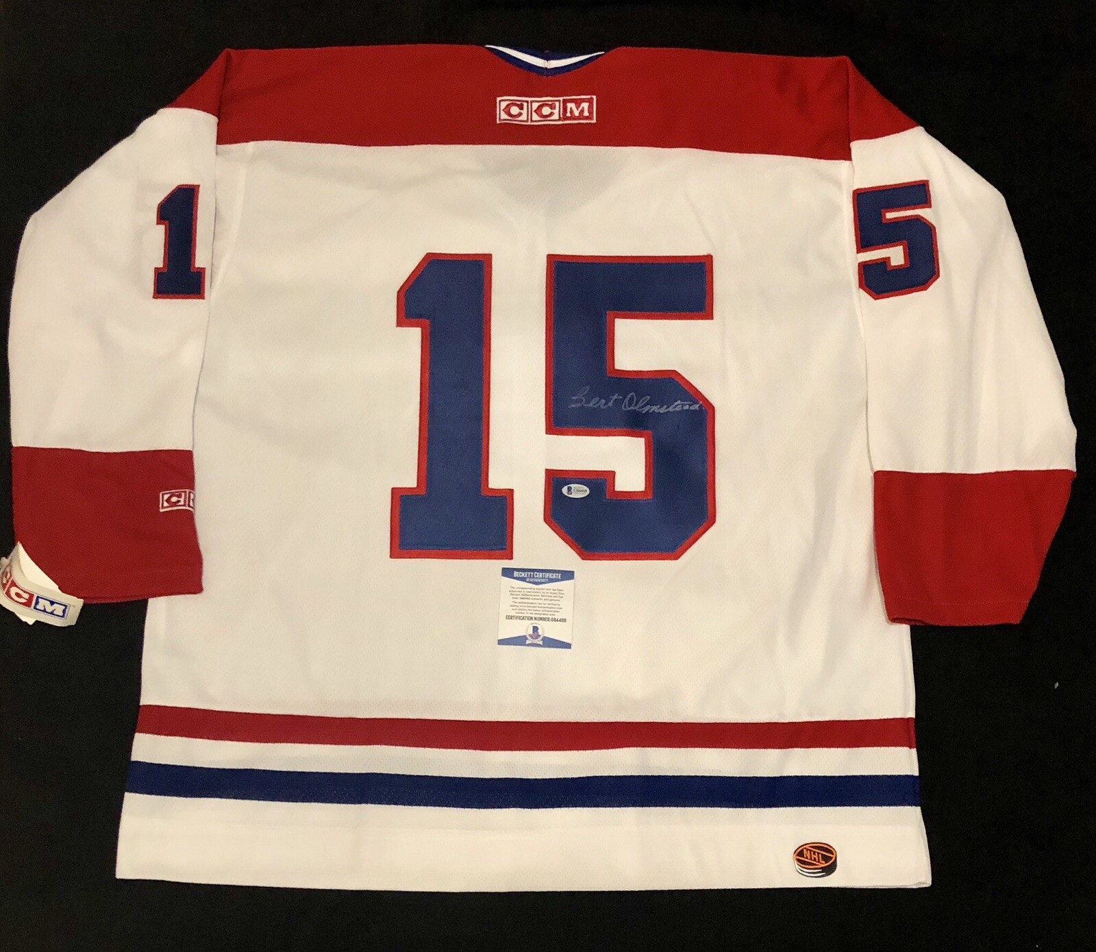 Bert Olmstead Signed Montreal Canadiens CCM Jersey NWT XL Beckett COA