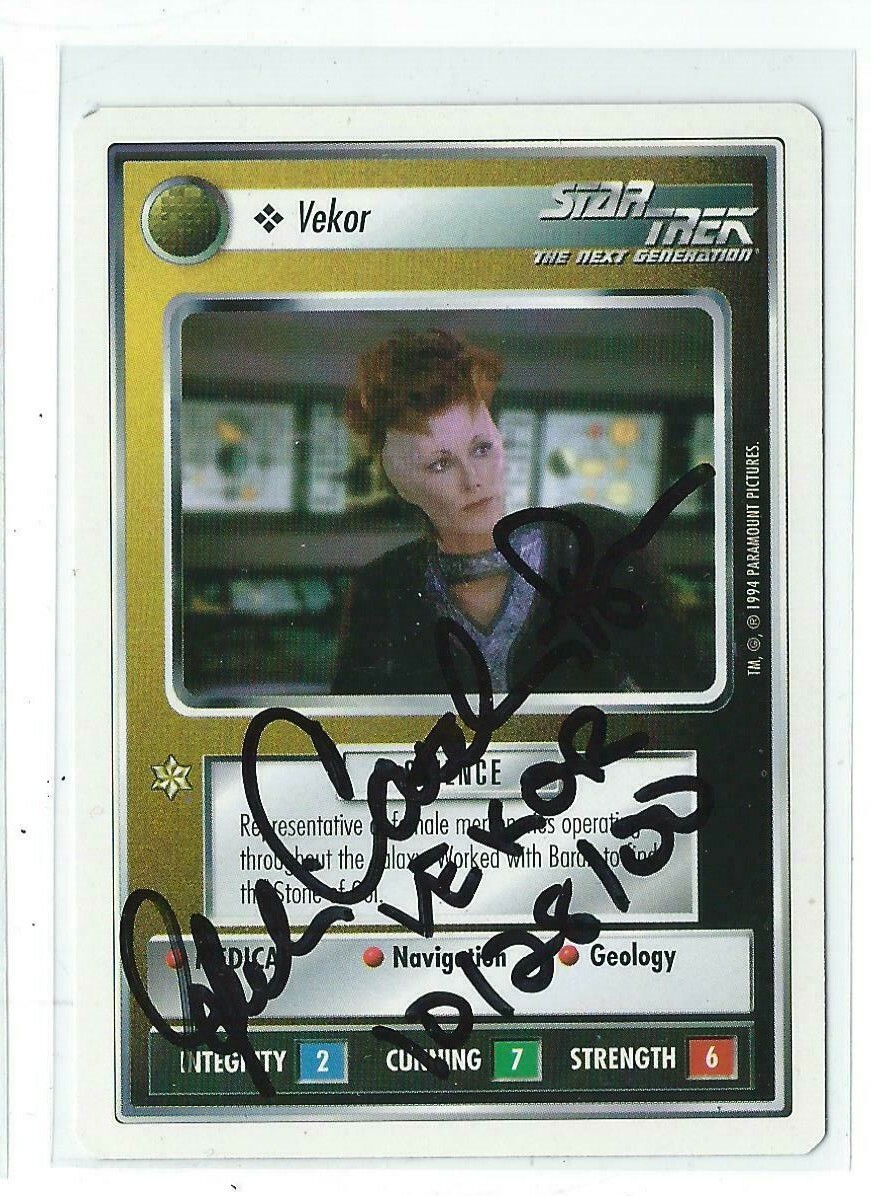 Julie Caitlin Brown Signed Star Trek TNG Game Card Vekor