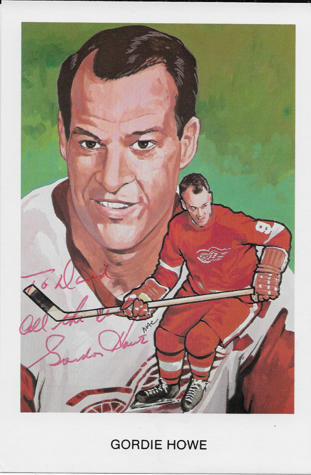 Gordie Howe Signed 1983 Hockey Hall Of Fame Cartophilium Postcard