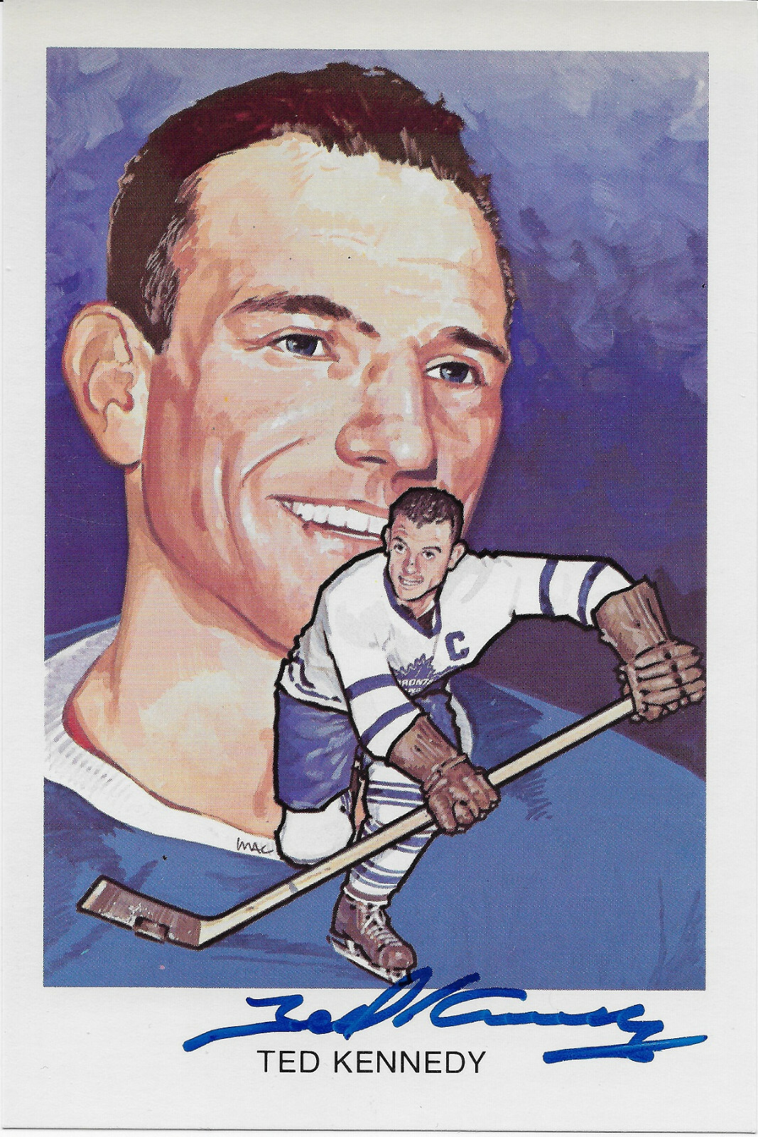 Ted Kennedy Signed 1983 Hockey Hall Of Fame Cartophilium Postcard