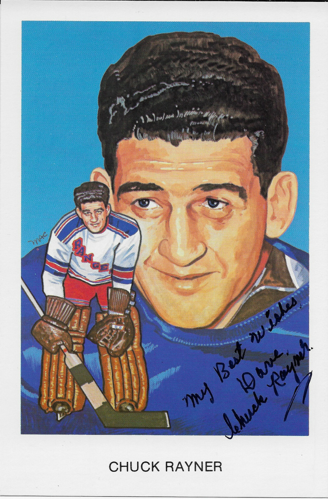 Chuck Rayner Signed 1983 Hockey Hall Of Fame Cartophilium Postcard