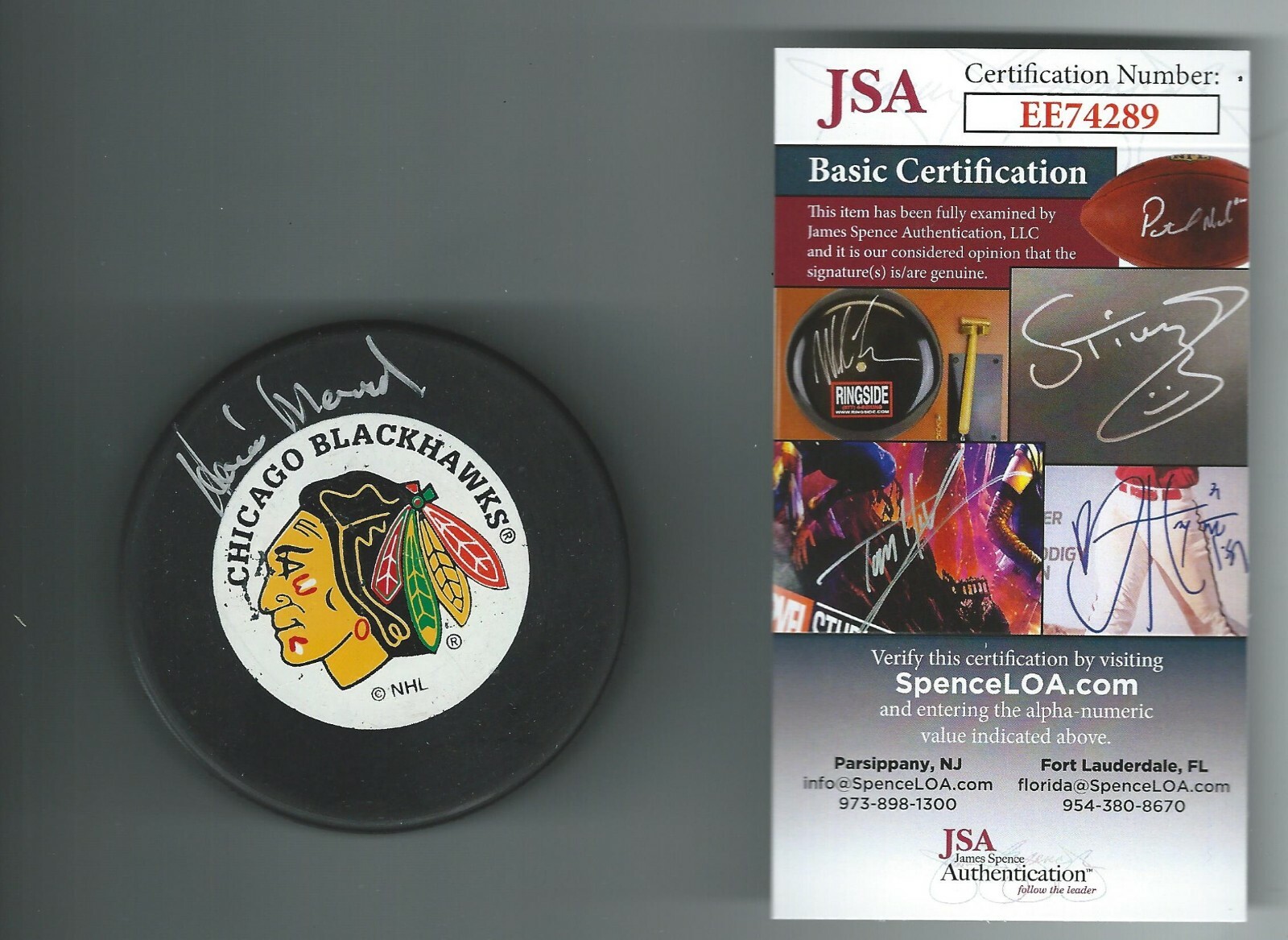 Howie Menard Signed Chicago Blackhawks Puck JSA Authenticated COA