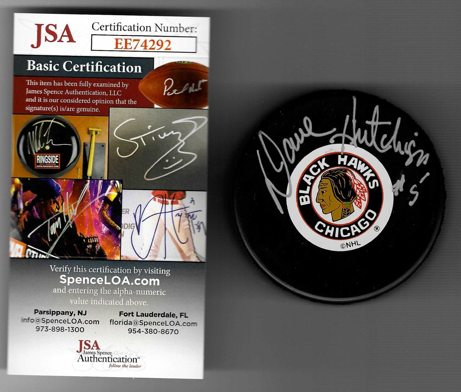 Dave Hutchison Signed Chicago Blackhawks Puck JSA Authenticated COA