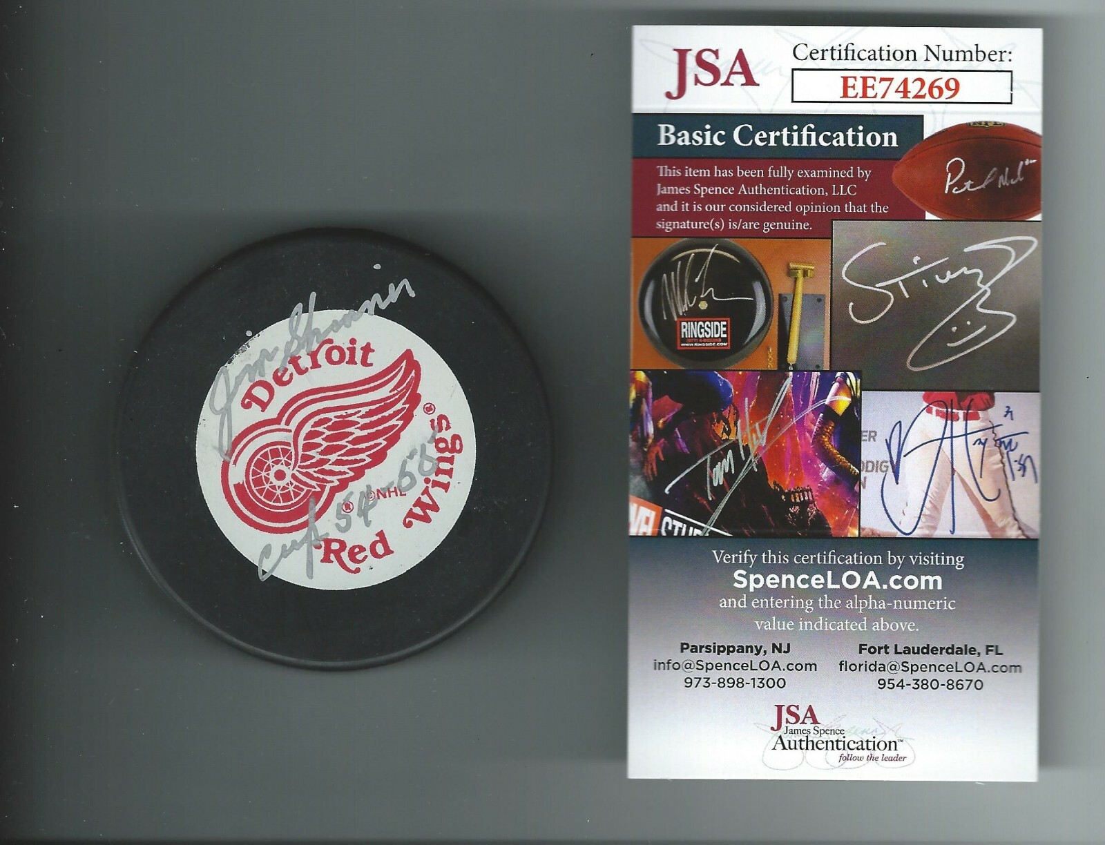 Jim Skinner Signed & Inscribed Detroit Red Wings Puck JSA Authenticated COA