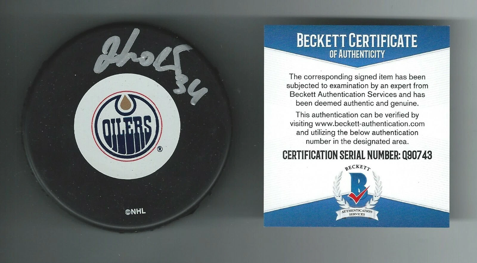 Sergei Zholtok Signed Edmonton Oilers Puck Beckett COA