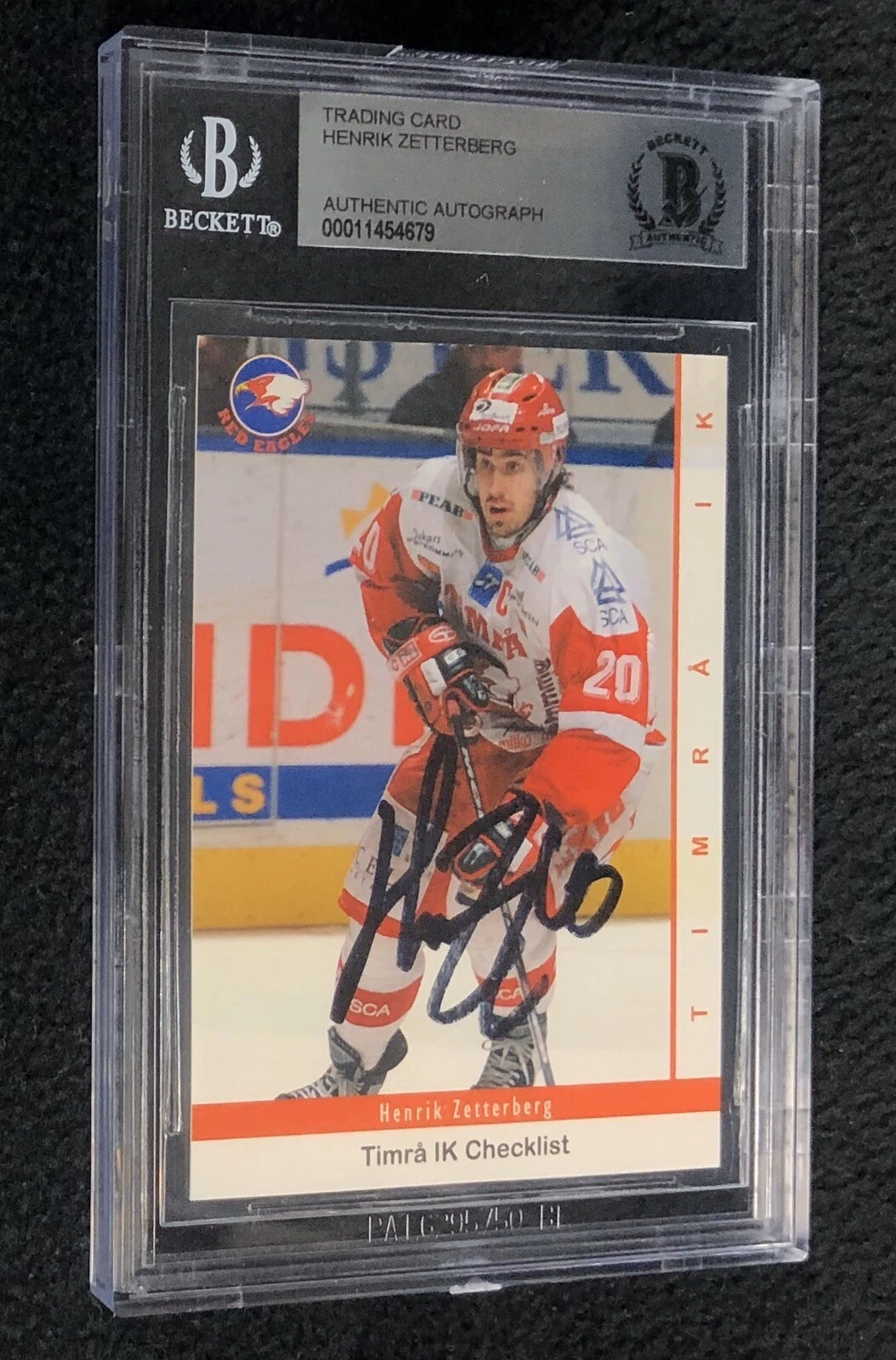 Henrik Zetterberg Signed 2002/03 Timra Sweden Checklist Card Beckett Certified