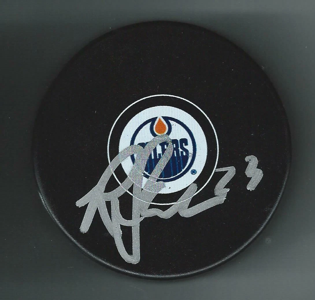 Riley Sheahan Signed Edmonton Oilers Puck Seattle Kraken
