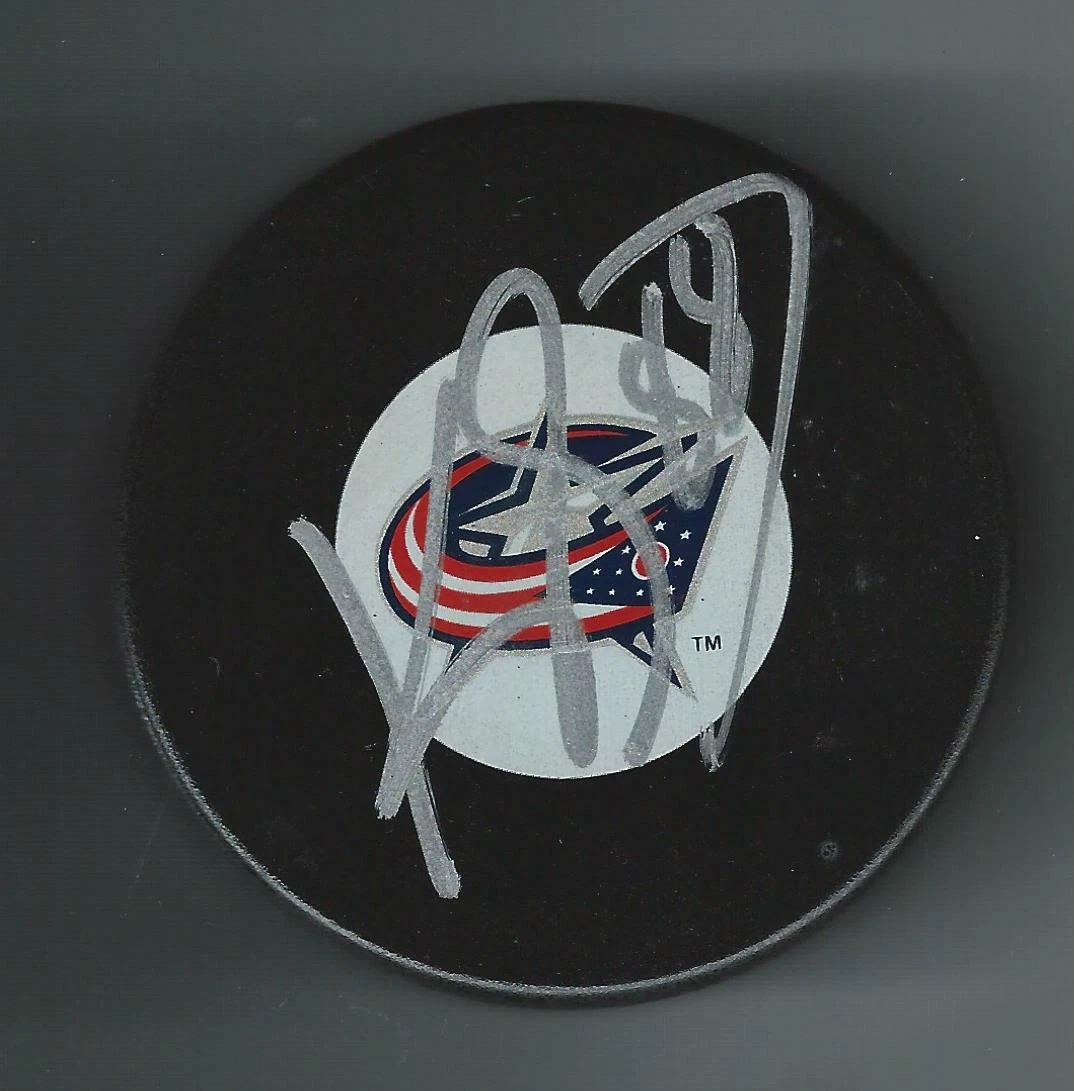 Kole Sherwood Signed Columbus Blue Jackets Large Logo Puck
