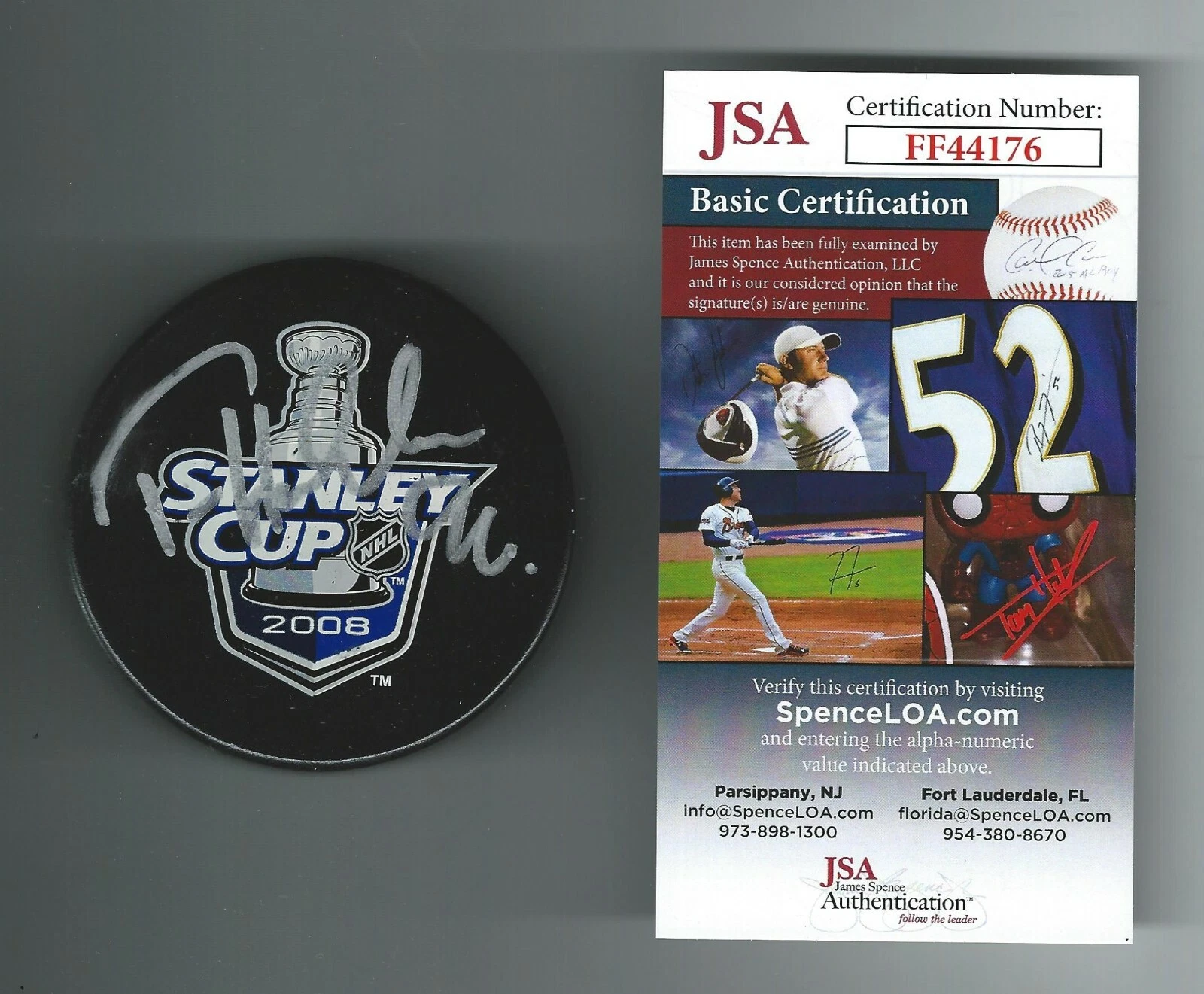 Tomas Holmstrom Signed Detroit Red Wings 2008 Stanley Cup Champs Puck JSA COA