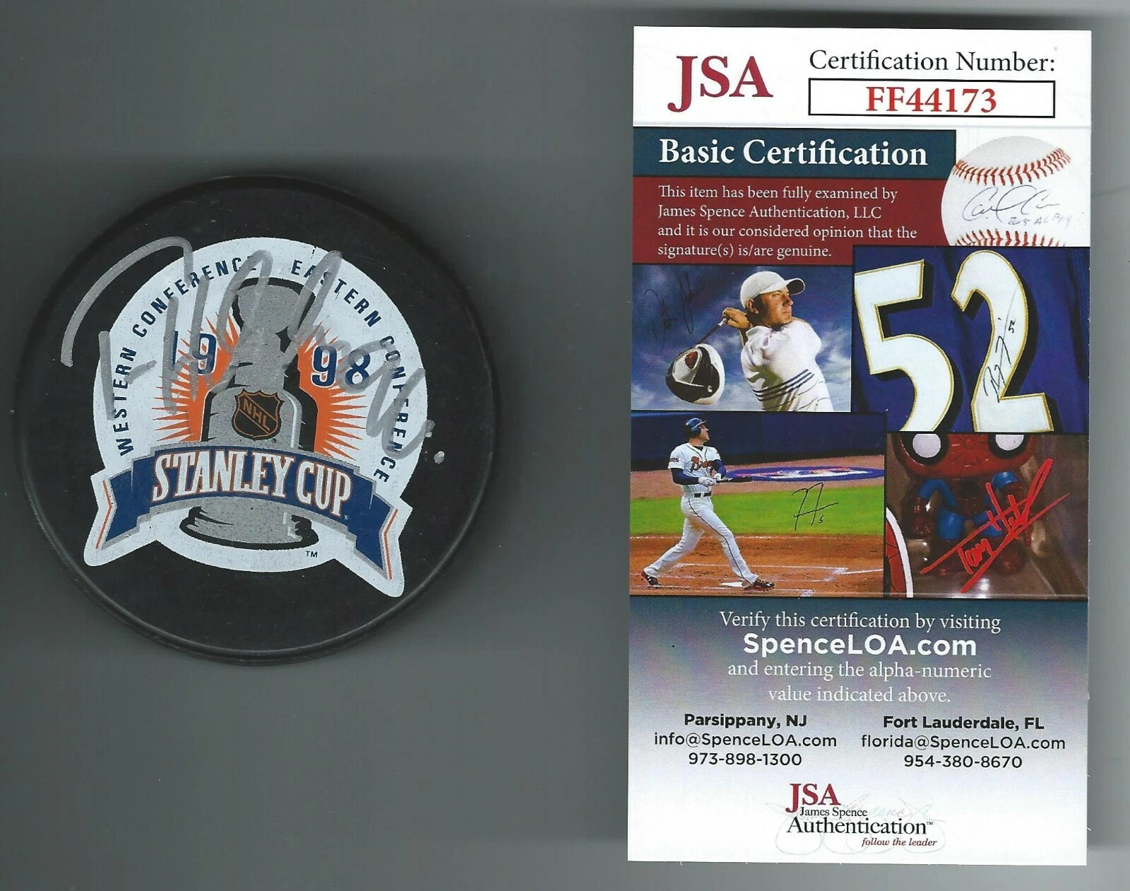 Tomas Holmstrom Signed Detroit Red Wings 1998 Stanley Cup Champs Puck JSA COA