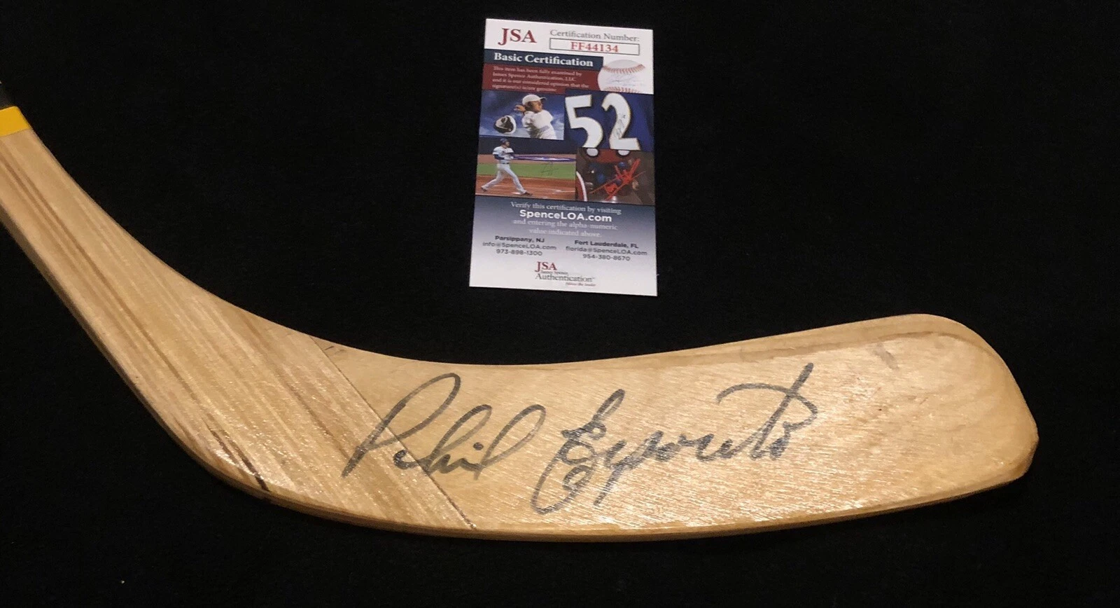 Phil Esposito Signed Boston Bruins Hall Of Fame Stats Stick JSA COA