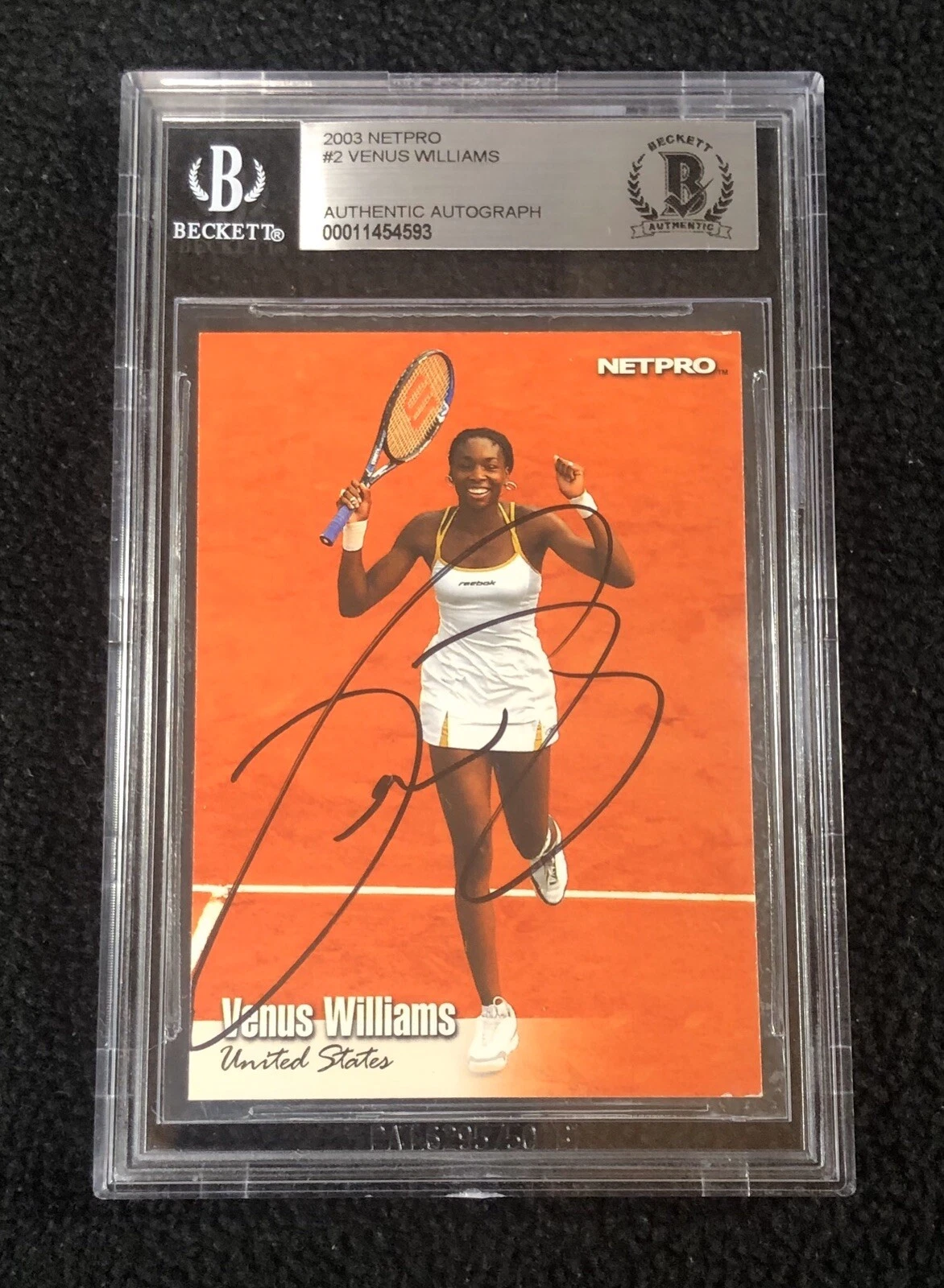 Venus Williams Signed 2003 Netpro Rookie Card #2 RC Beckett Authenticated