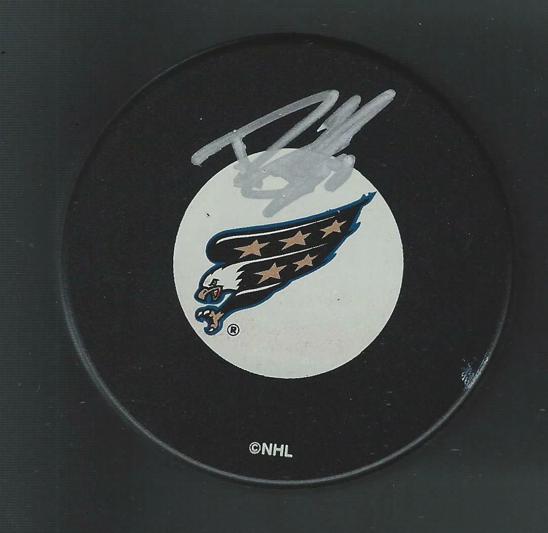 Rick Berry Signed Washington Capitals Eagle Logo Puck