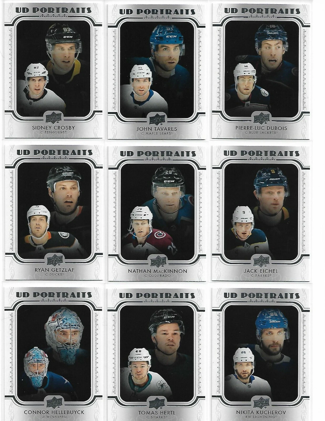 2019-20 Upper Deck Portraits 21 Card Lot Quinn Hughes Rookie Crosby Tavares