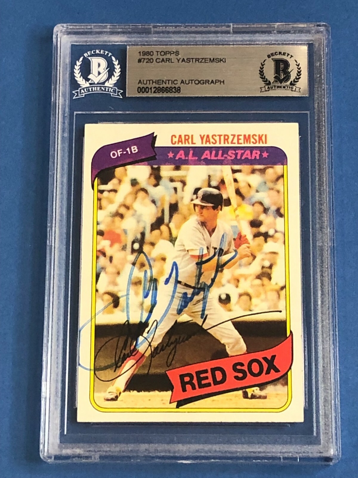 CARL YASTRZEMSKI Signed 1980 TOPPS Card #720 Beckett Authenticated (BAS)