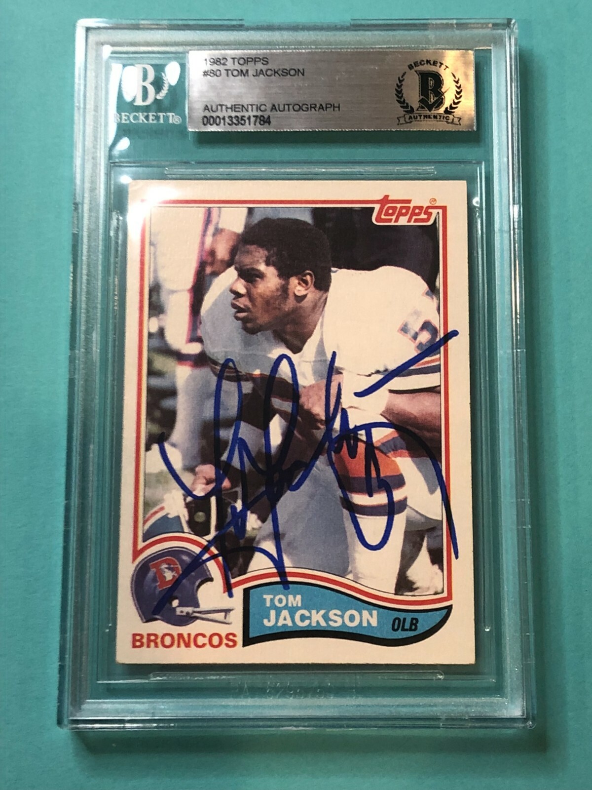 TOM JACKSON Signed 1982 TOPPS Card #80 Beckett Authenticated BAS