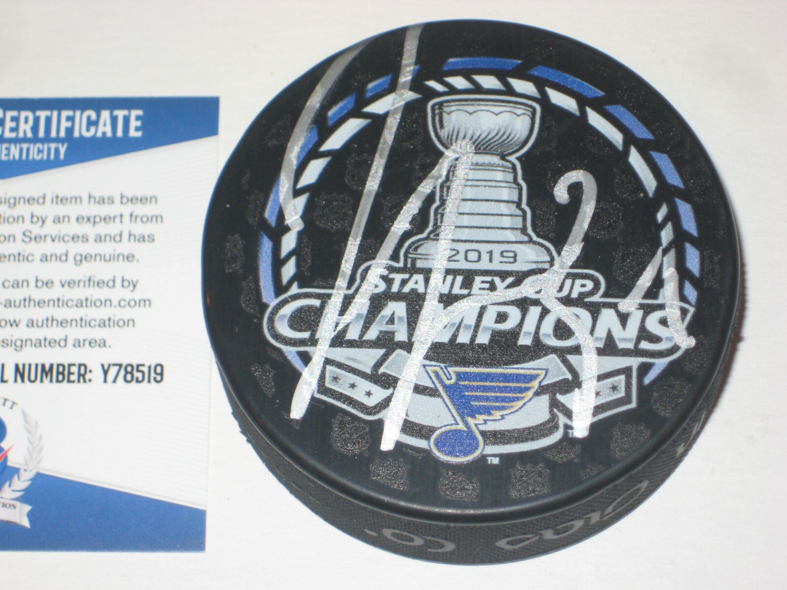 JAKE ALLEN (Blues) Signed 2019 STANLEY CUP CHAMPIONS Puck w/ Beckett COA