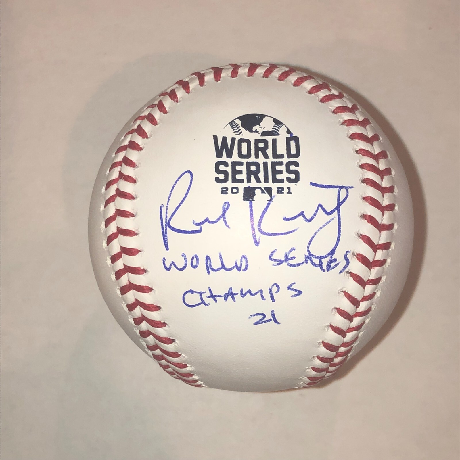 RICK KRANITZ (Braves) Signed Official 2021 WORLD SERIES Baseball Beckett w/ Insc