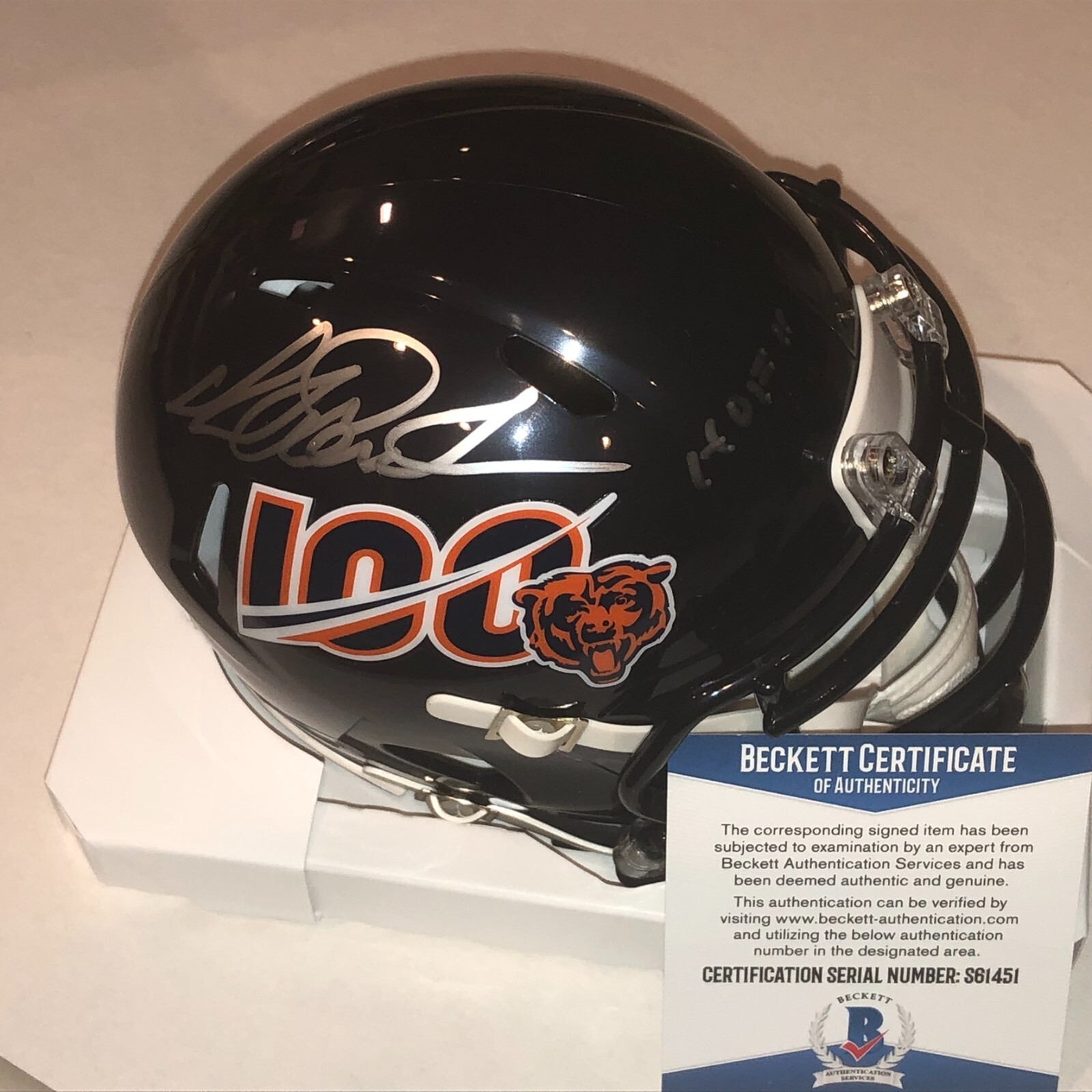 RICHARD DENT Signed BEARS 100th Anniv Mini-helmet w/ Beckett COA & HOF Inscrip