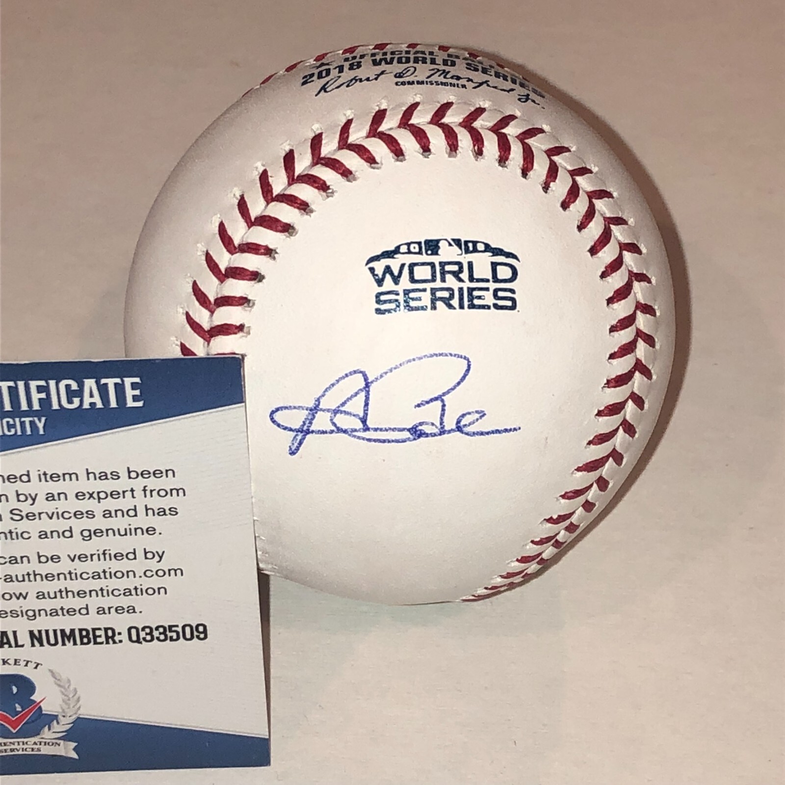 ANDREW BENINTENDI Signed Official 2018 WORLD SERIES Baseball w/ Beckett COA