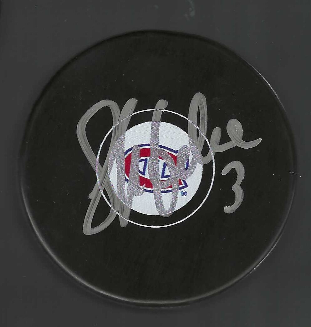 Sylvain Lefebvre Signed Montreal Canadiens Puck