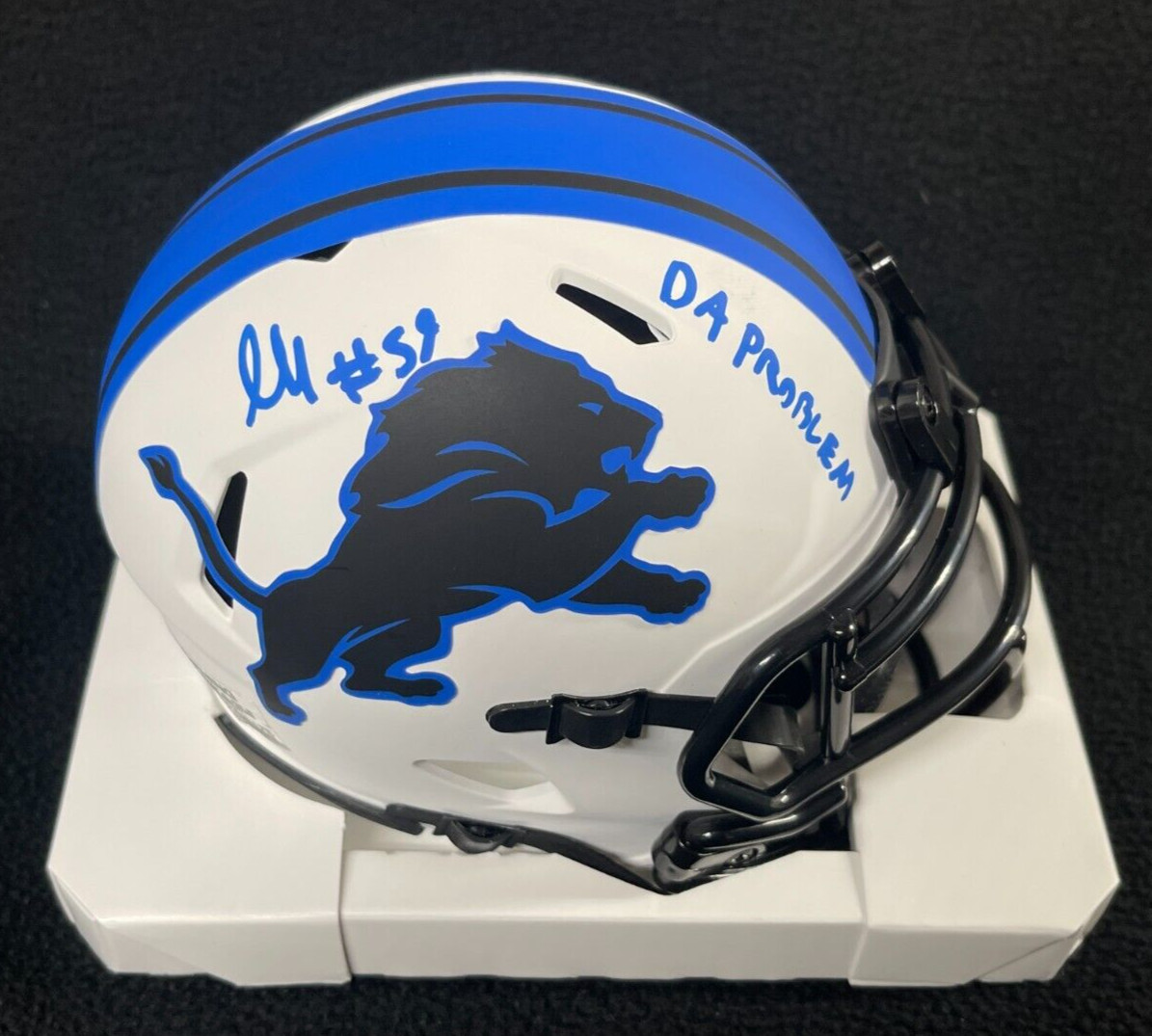 James Houston Signed & Dual Inscribed Detroit Lions Eclipse Mini Helmet JSA COA