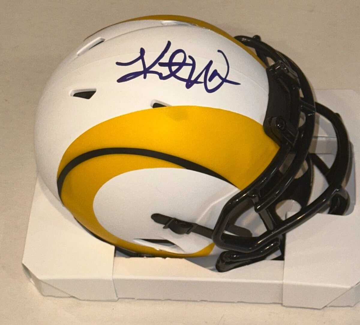 KURT WARNER Signed RAMS LUNAR ECLIPSE Mini-helmet Beckett Authenticated BAS