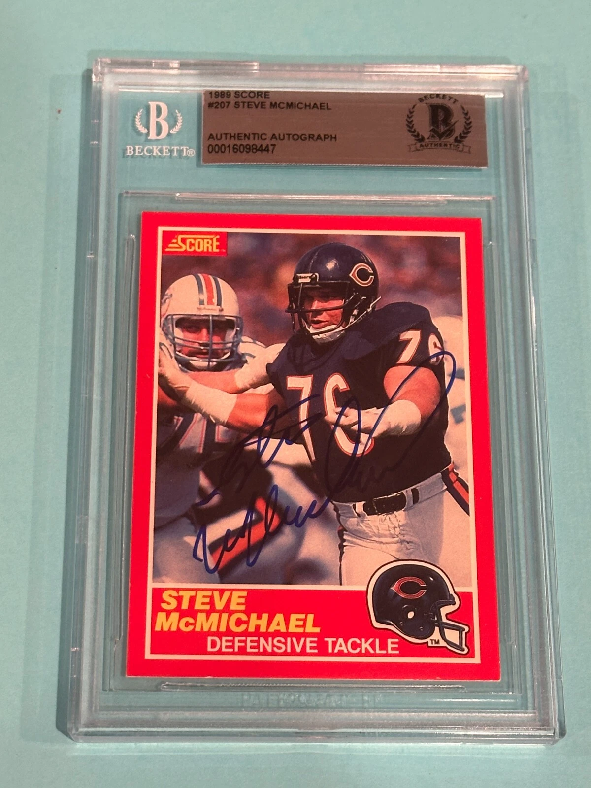 STEVE McMICHAEL Signed 1989 SCORE Card #207 Beckett Authenticated BAS