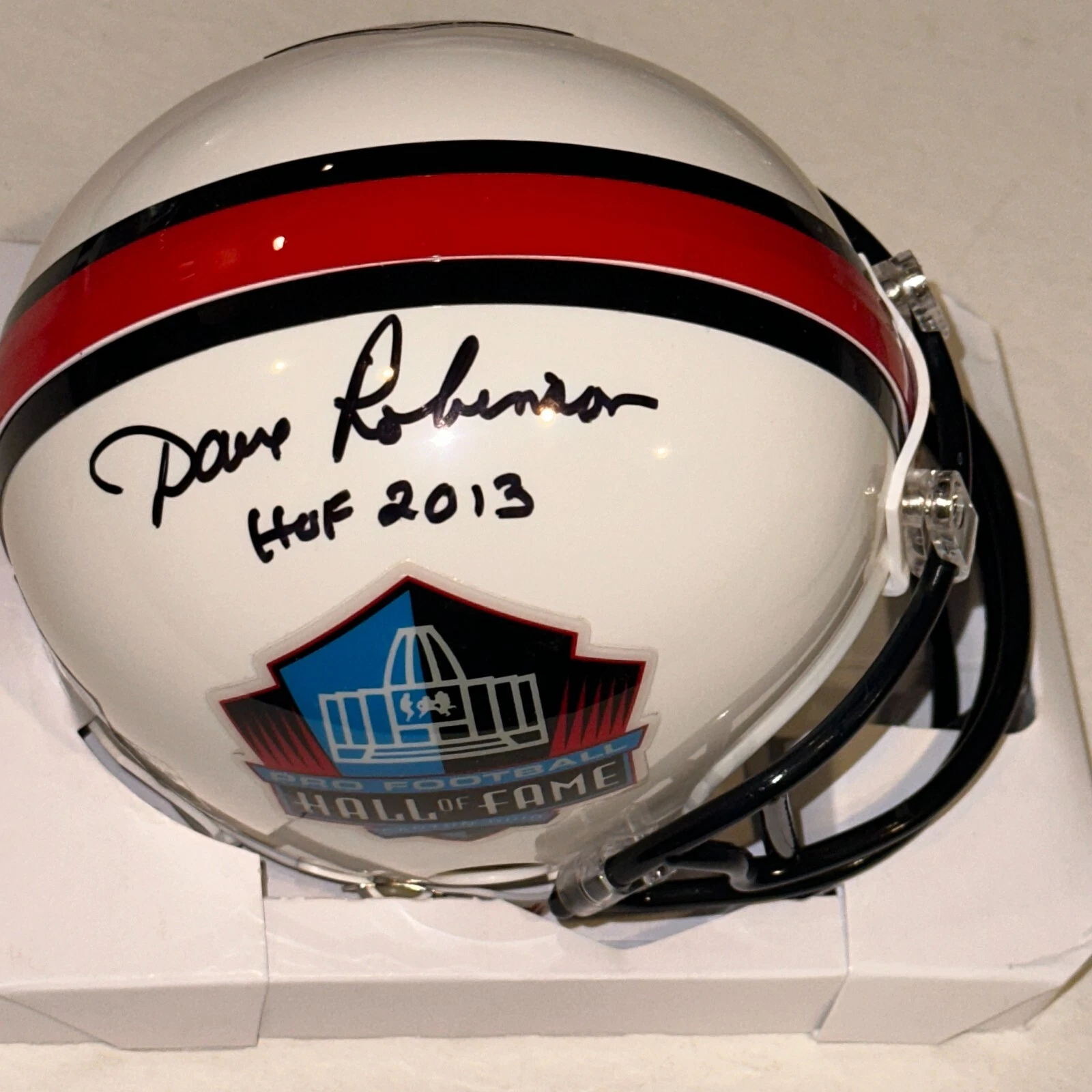 DAVE ROBINSON Signed HALL OF FAME VSR4 Mini-helmet Beckett (BAS) w/ HOF Insc