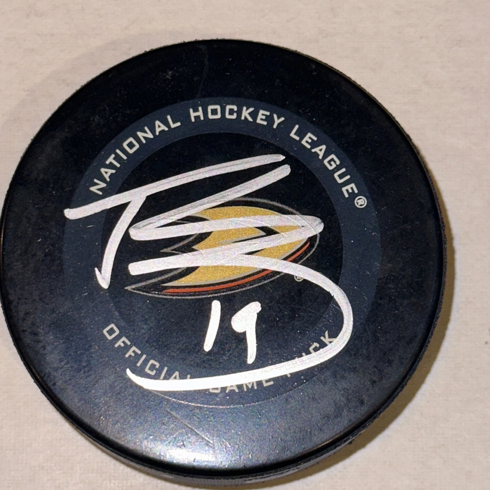 TROY TERRY Signed Anaheim DUCKS Official GAME Puck Beckett Authenticated (BAS)