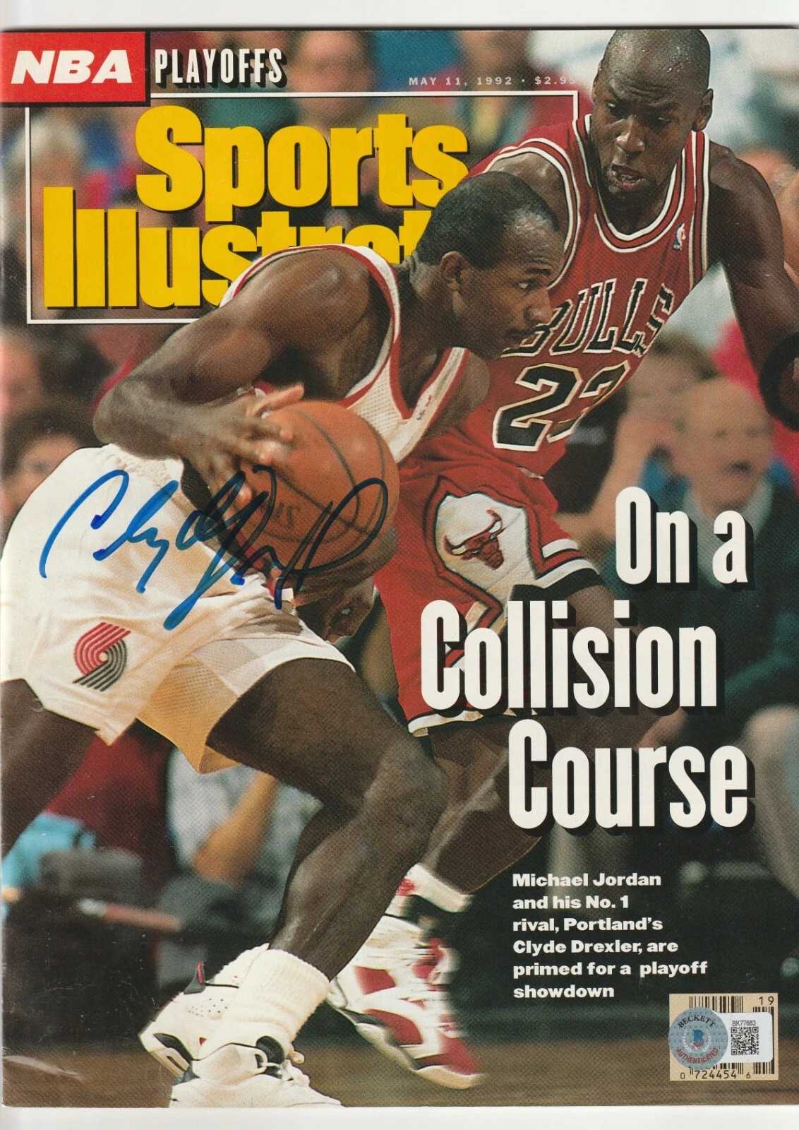 CLYDE DREXLER Signed 5/11/92 SPORTS ILLUSTRATED Beckett Auth (NO Label)