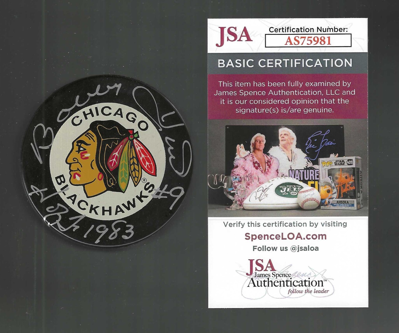 Bobby Hull Signed Inscribed Chicago Blackhawks Bettman Official Game Puck JSA