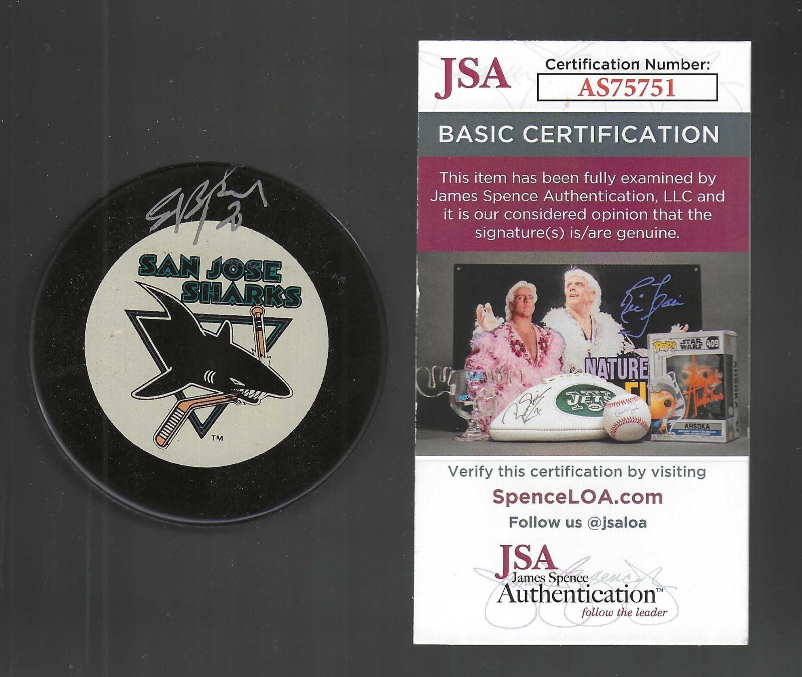 Ed Belfour Signed San Jose Sharks Official Game Puck JSA COA