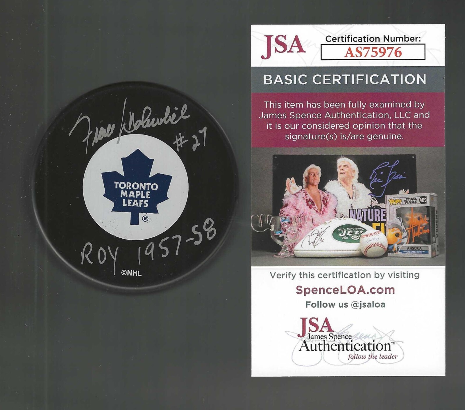 Frank Mahovlich Signed & Inscribed Toronto Maple Leafs Puck JSA COA
