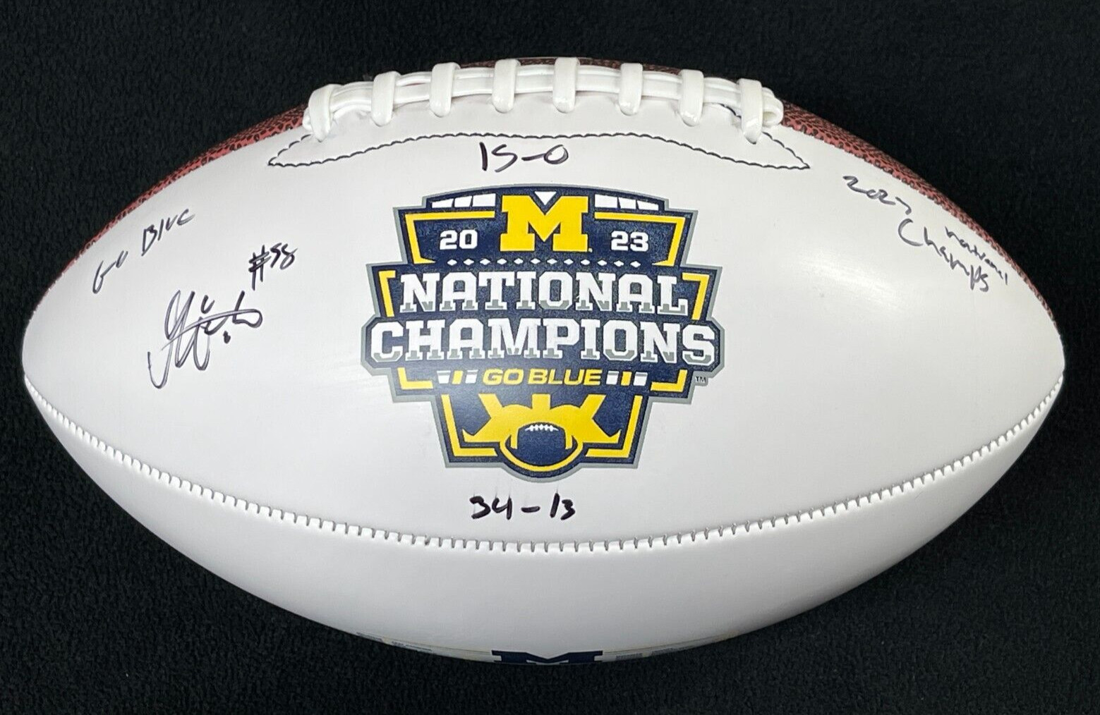 Giovanni El-Hadi Signed & Inscribed Michigan Wolverines National Champs Football