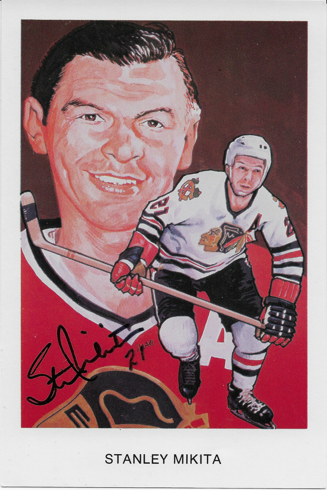 Stan Mikita Signed 1983 Hockey Hall Of Fame Cartophilium Postcard
