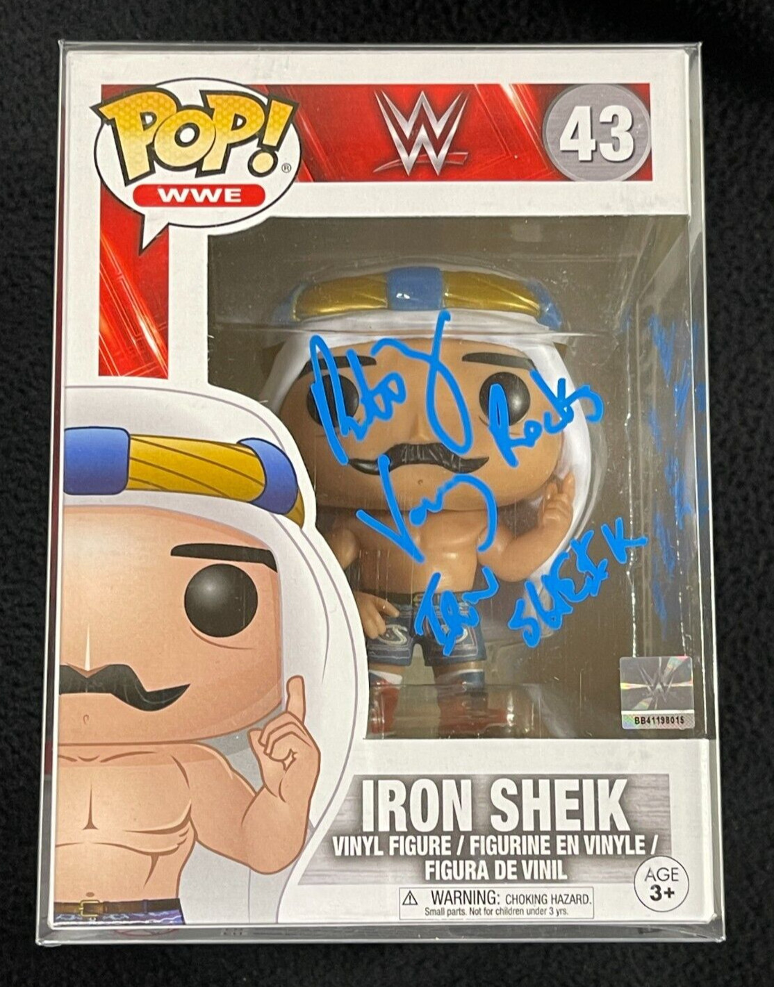 Brett Azar Signed Inscribed Young Rock WWE Iron Sheik Funko Pop Figure 1 JSA COA