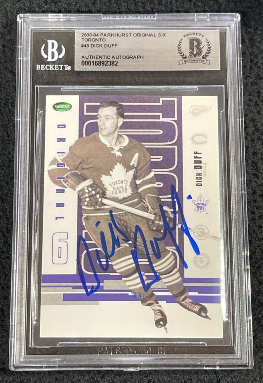 Dick Duff Signed 2003-04 Parkhurst Original 6 Card #48 BAS Certified Maple Leafs
