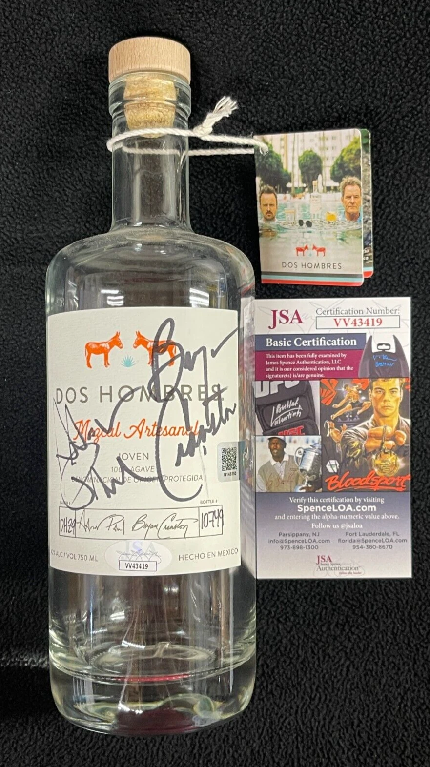 Bryan Cranston & Aaron Paul Breaking Bad Signed Dos Hombres Empty Bottle JSA COA