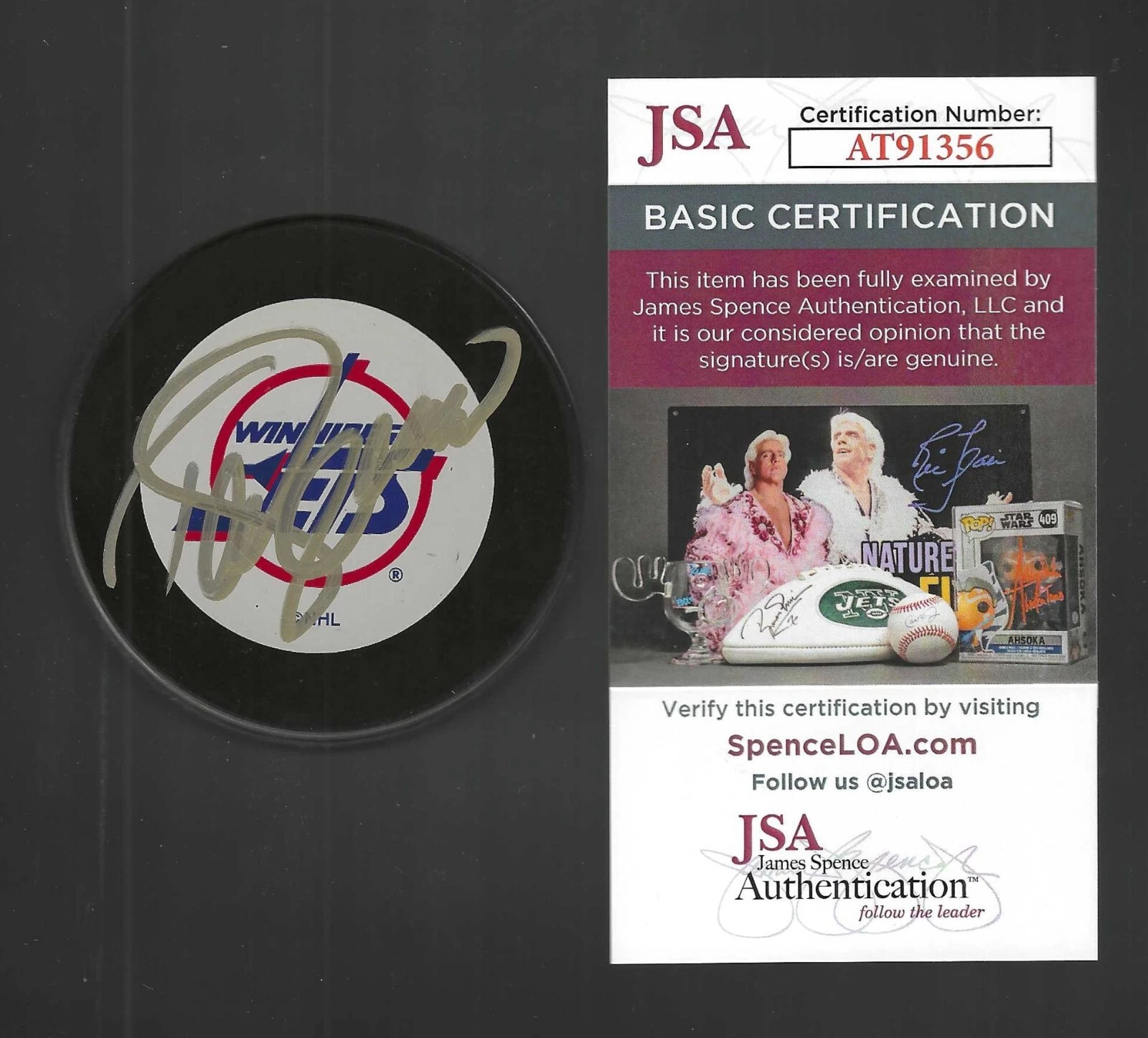 Teemu Selanne Signed Winnipeg Jets Puck JSA COA