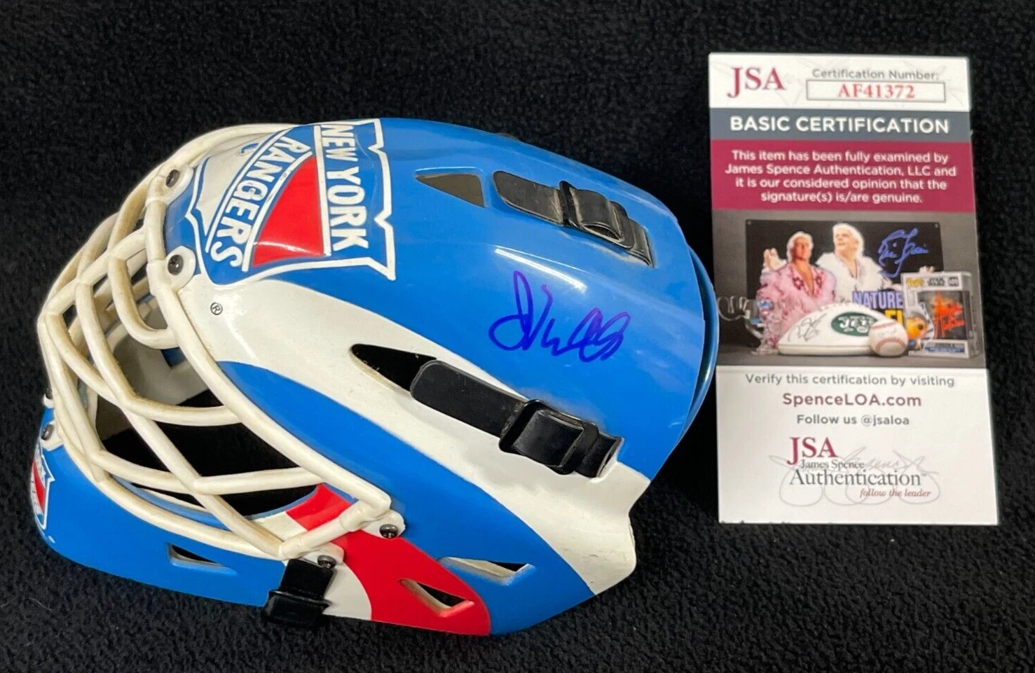 John Vanbiesbrouck Signed New York Rangers Riddell Mini Goalie Mask JSA COA